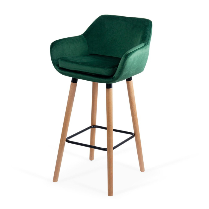 Scaun de bar Monaco, verde, catifea [2]