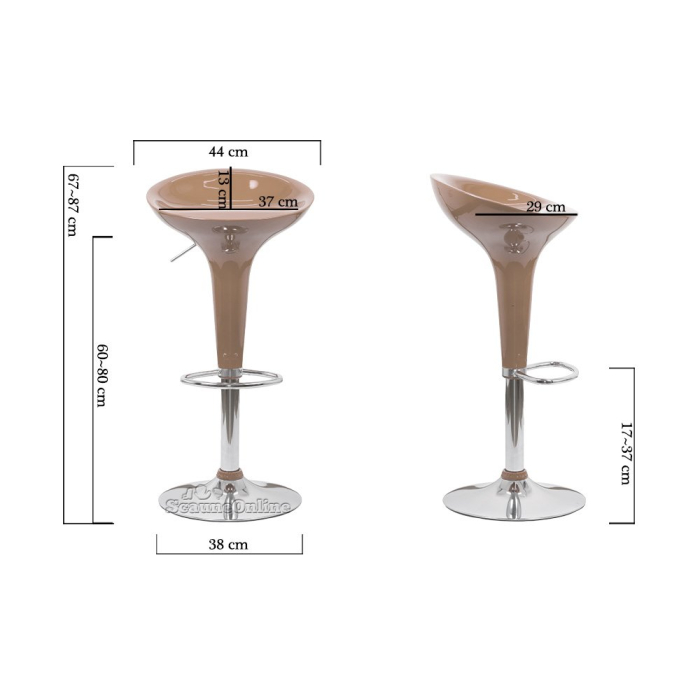 Scaun de bar Roma, negru, plastic [3]