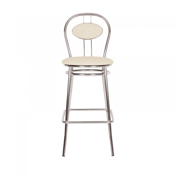 Scaun de bar Wegner Hoker, Crem piele ecologica [2]