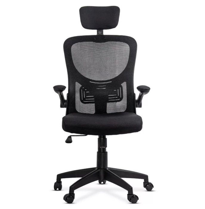 Scaun de birou AERO, brate rabatabile, Mesh + Textil, Negru [3]