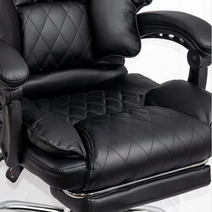 Scaun de birou DIAMOND, suport pentru picioare, reclinare 150°, Piele ecologica, Negru [3]