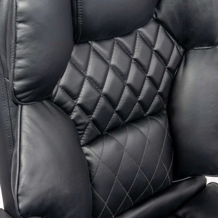 Scaun de birou DIAMOND, suport pentru picioare, reclinare 150°, Piele ecologica, Negru [4]