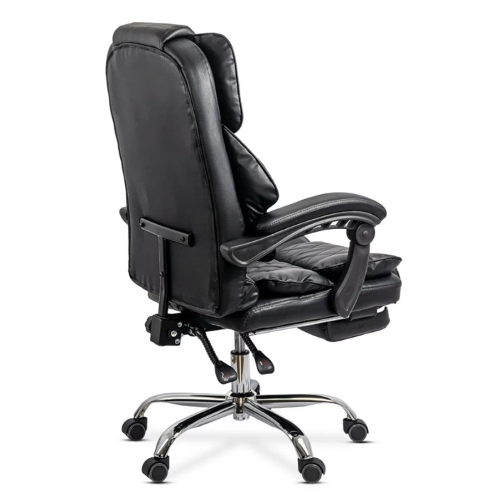 Scaun de birou DIAMOND, suport pentru picioare, reclinare 150°, Piele ecologica, Negru [2]