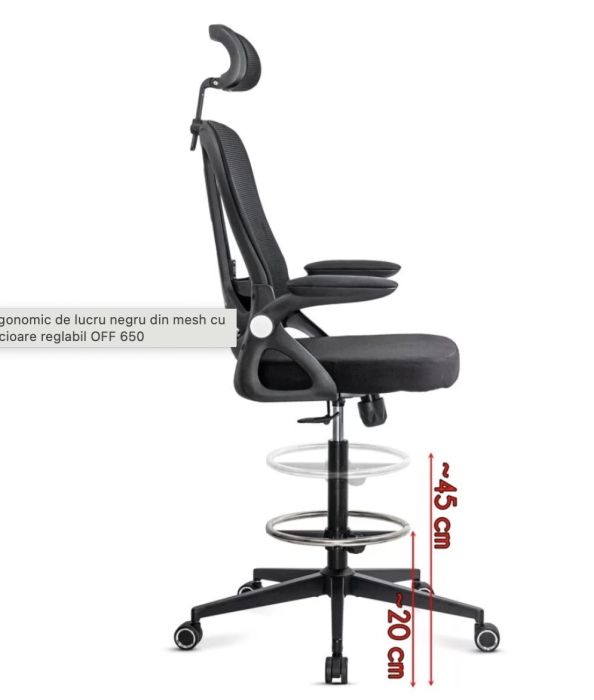 Scaun de birou ELEVATE, suport pentru picioare reglabil, Mesh, Negru [5]