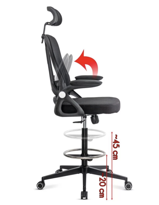 Scaun de birou ELEVATE, suport pentru picioare reglabil, Mesh, Negru [4]