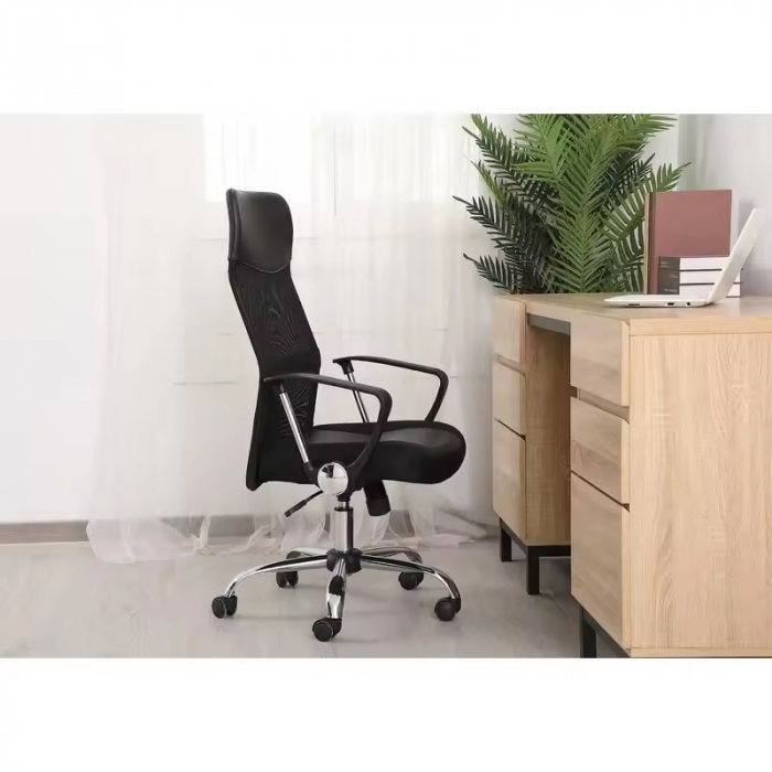 Scaun de birou ergonomic TAZZ Mesh/ piele ecologica Negru [9]