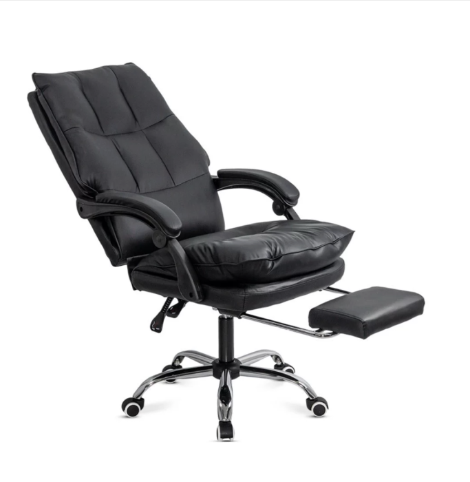 Scaun de birou IMPERO, suport pentru picioare, spatar rabatabil 135°, Piele ecologica, Negru [10]