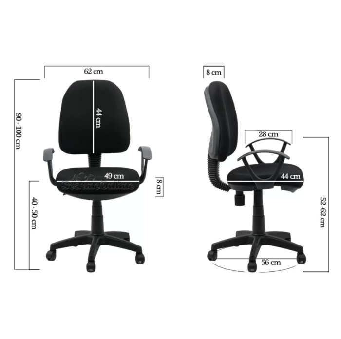 Scaun de birou NOVA, reglabil pe inaltime, stofa, Negru [6]