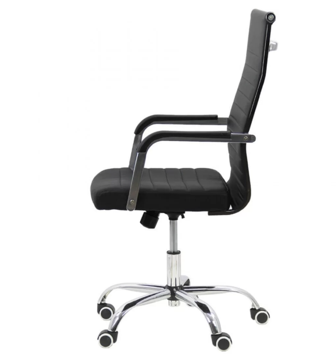 Scaun de birou ODESSA, cadru cromat, reglabil pe inaltime, Piele ecologica, Negru [3]