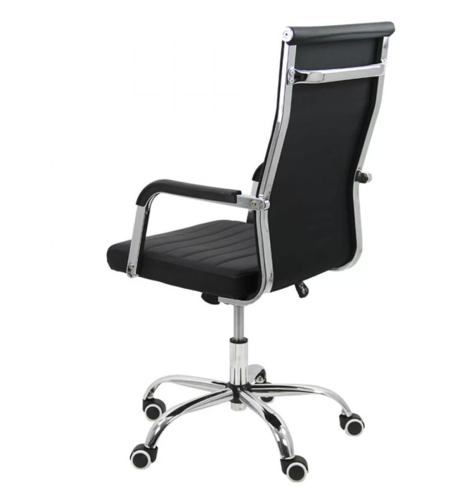 Scaun de birou ODESSA, cadru cromat, reglabil pe inaltime, Piele ecologica, Negru [2]