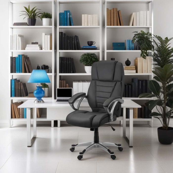 Scaun de birou Optima 81, negru, piele ecologica [2]