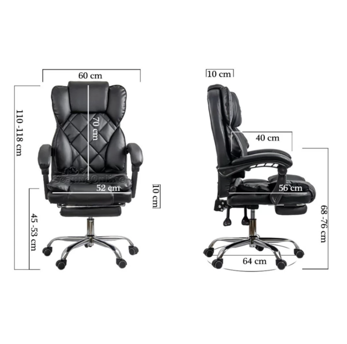 Scaun de birou PRETORIA, suport pentru picioare, mecanism A-Sincron, Piele ecologica, Negru [4]