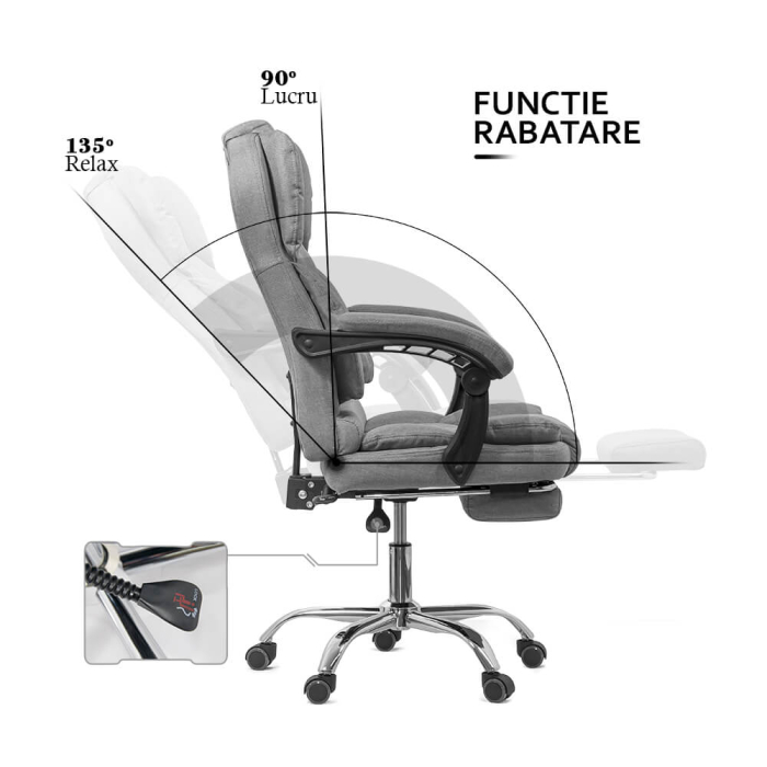 Scaun de birou Prime, gri, stofa [2]