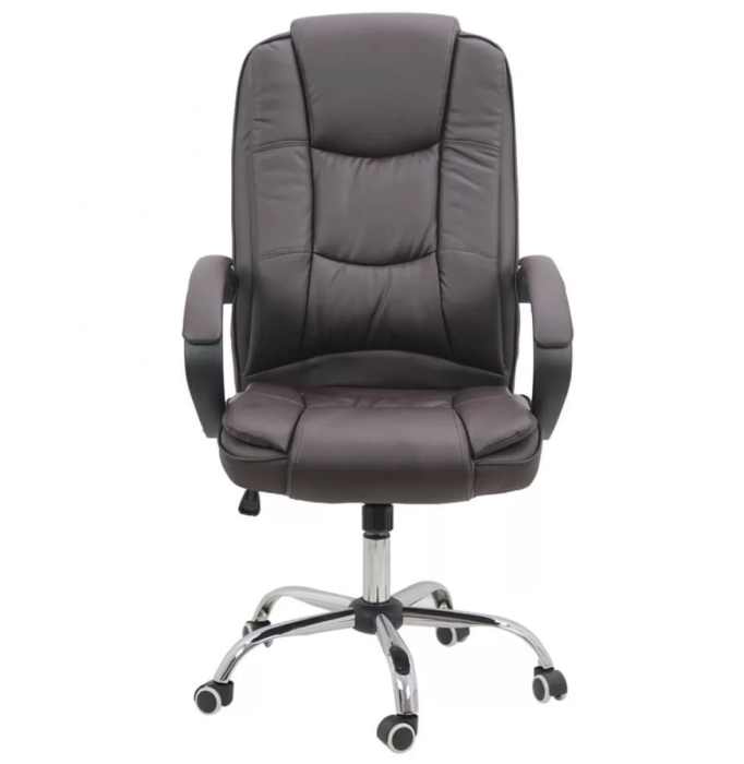 Scaun de birou REGAL, baza metalica cromata, piele ecologica, Maro [3]