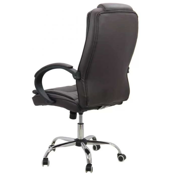 Scaun de birou REGAL, baza metalica cromata, piele ecologica, Maro [2]