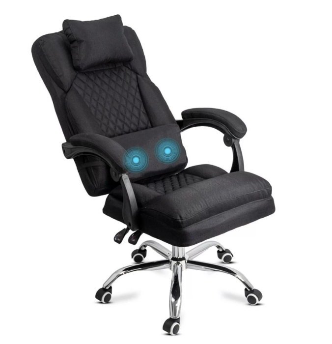 Scaun de birou RELAXA, perna lombara cu masaj, stofa, Negru [4]