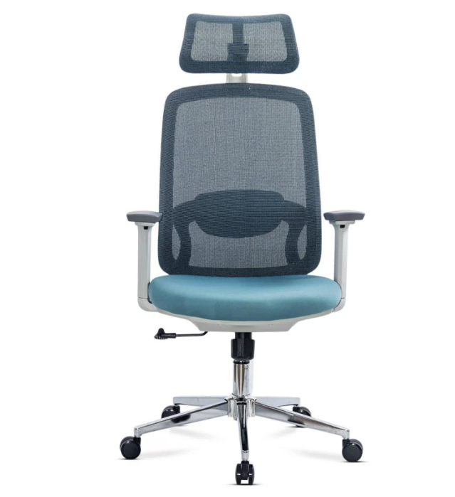 Scaun de birou SKY, brate 3D, suport lombar reglabil, Mesh + Textil, Bleu [2]