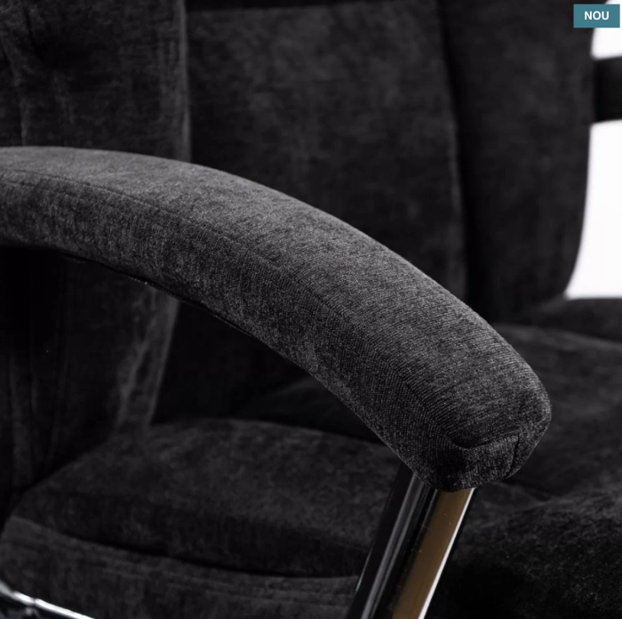 Scaun de birou TITAN, mecanism balans, stofa, Negru [3]