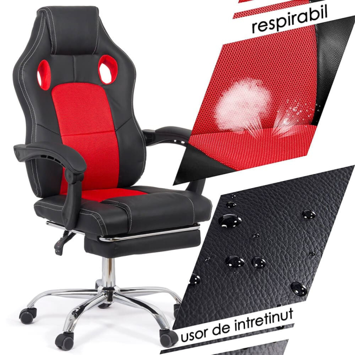 Scaun de birou Valor 90, rosu, plasa [3]