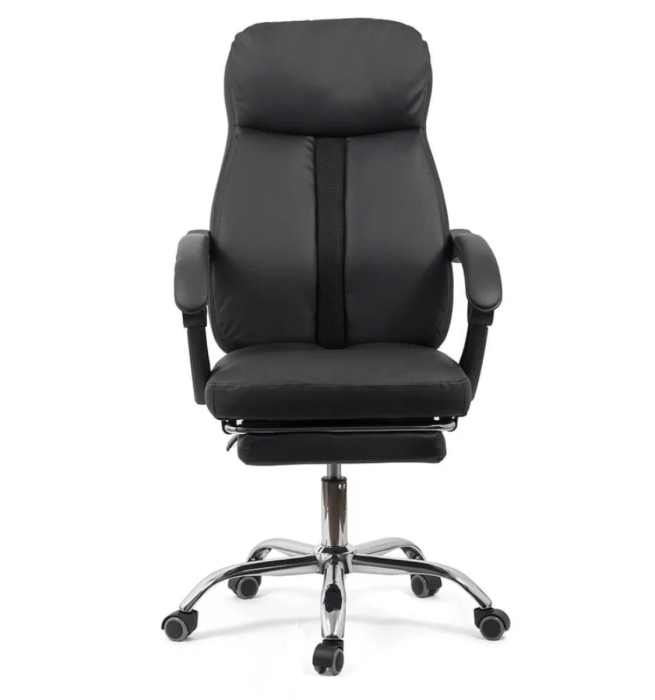 Scaun de birou ZENITH, suport pentru picioare, recliner 135°, Piele ecologica, Negru [3]
