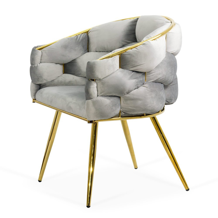 Scaun dining Amira, gri deschis, catifea [3]