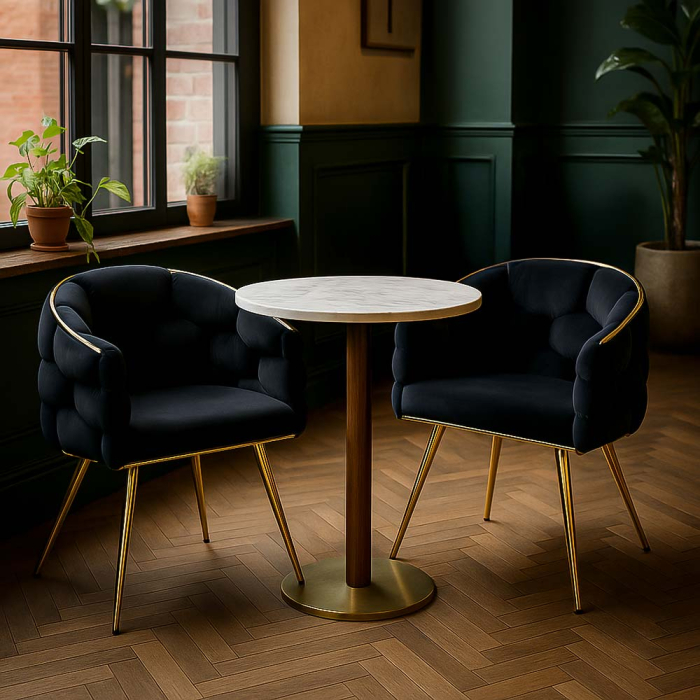 Scaun dining Amira, negru, catifea [2]