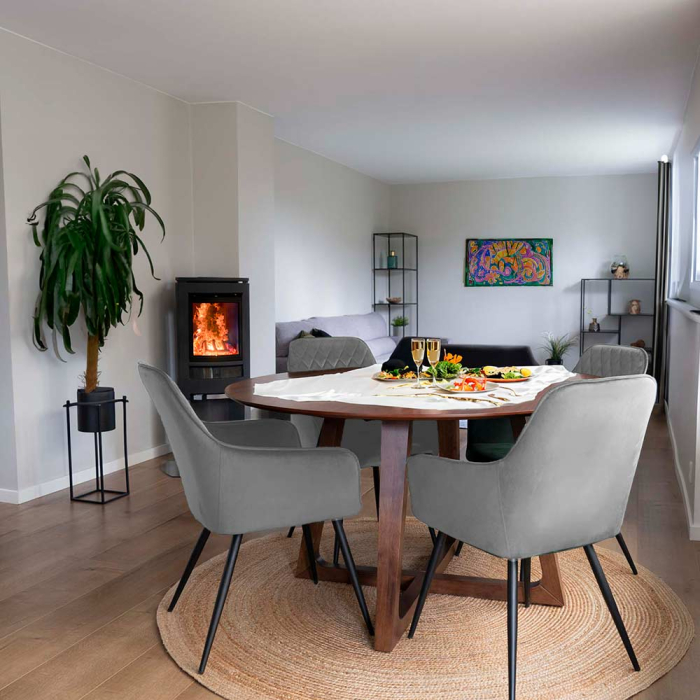 Scaun dining Aria, gri, catifea [2]