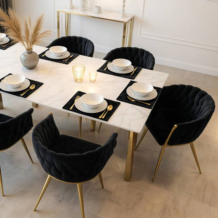 Scaun dining Bianca, negru, catifea [3]