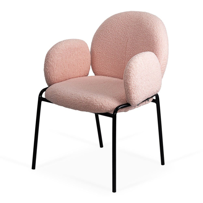 Scaun dining Juno, roz, boucle [2]
