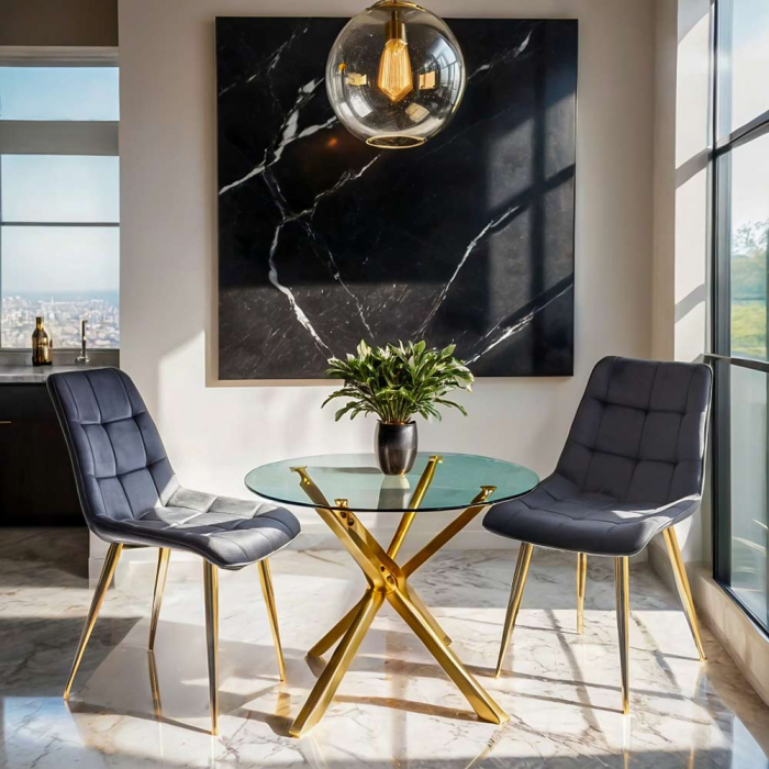 Scaun dining Noa, gri, catifea [2]