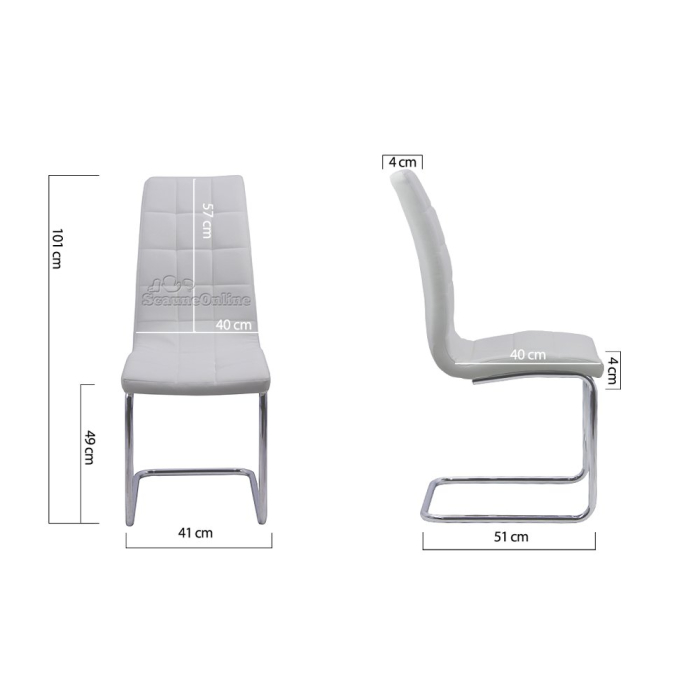 Scaun dining Petra, alb, piele ecologica [3]