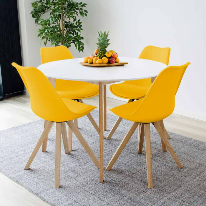 Scaun dining Yara, galben, piele ecologica [2]
