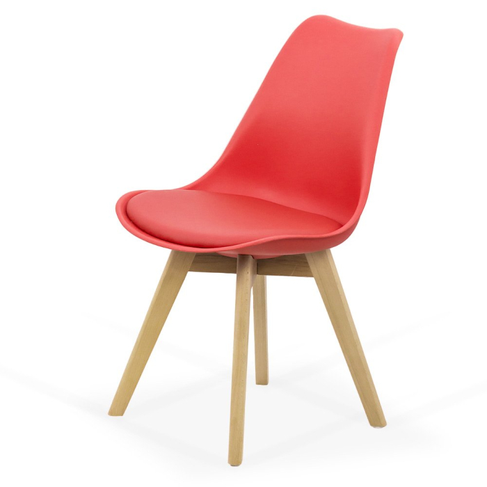 Scaun dining Yara, rosu, piele ecologica [3]