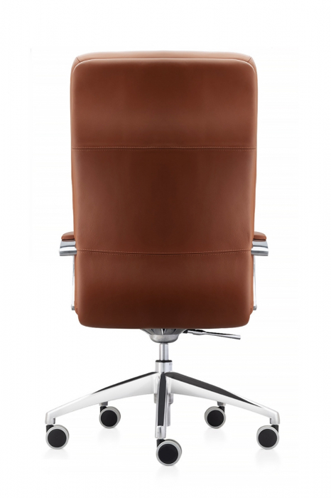 Scaun directorial ATLAS CHROME piele naturala, Maro deschis [4]
