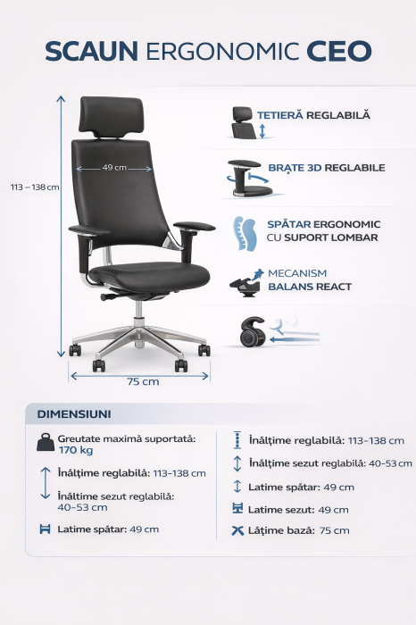 Scaun directorial CEO, Brun inchis piele naturala [4]