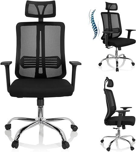 Scaun directorial ergonomic GRAVY, Negru, Mesh /Textil [4]