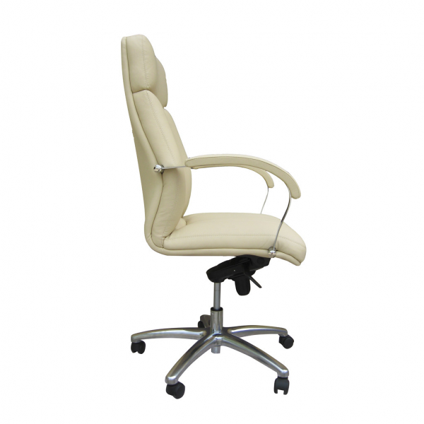 Scaun directorial GREEN STEEL CHROME, Crem piele ecologica [3]