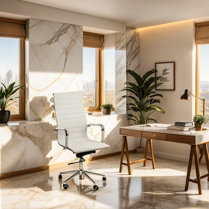 Scaun directorial Regal 188, alb, piele ecologica [3]