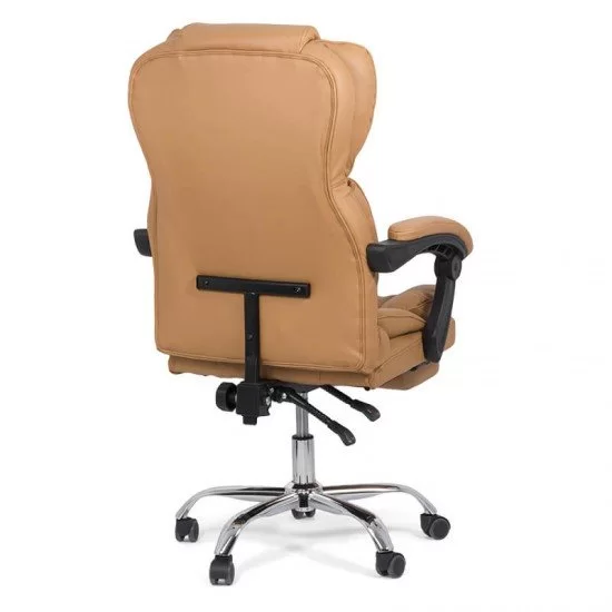 Scaun directorial ROLLS cu extensie picioare, piele ecologica, Bej [3]