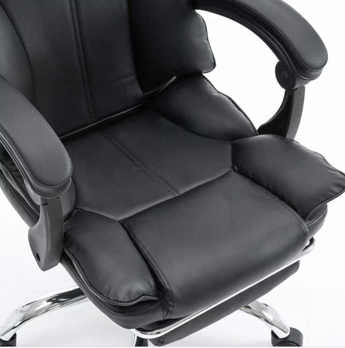 Scaun directorial ROLLS cu extensie picioare, piele ecologica, Negru [7]