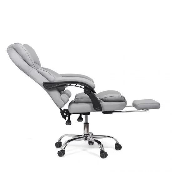 Scaun directorial ROLLS cu extensie picioare, piele ecologica, Gri [9]
