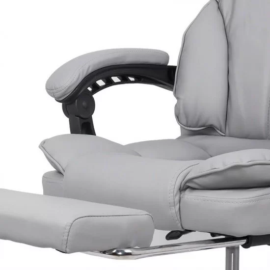 Scaun directorial ROLLS cu extensie picioare, piele ecologica, Gri [3]