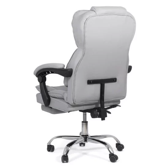 Scaun directorial ROLLS cu extensie picioare, piele ecologica, Gri [7]