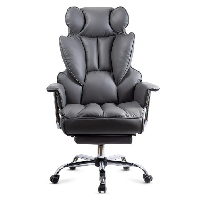 Scaun directorial Titan 104, gri, piele ecologica [3]