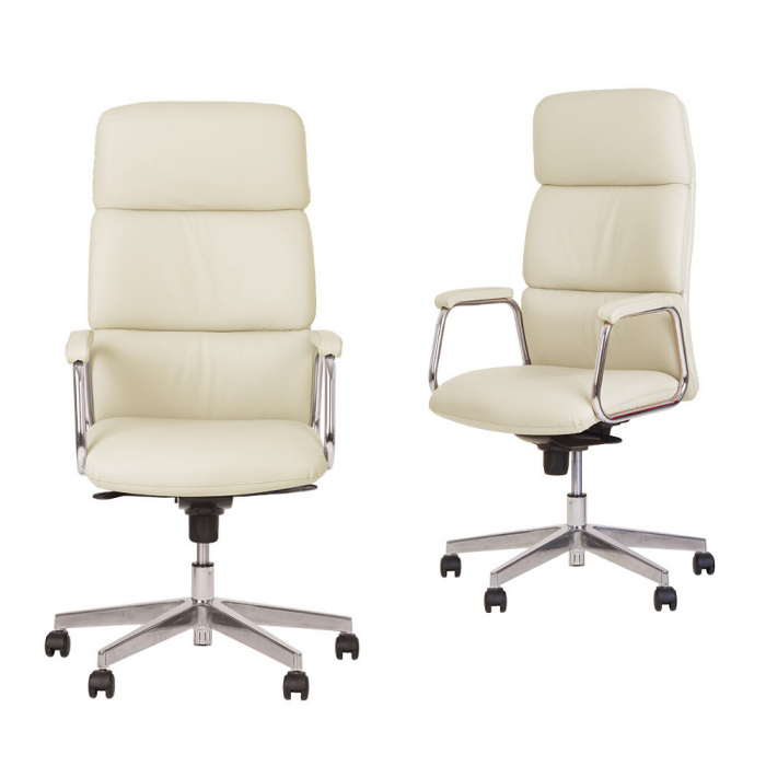 Scaun directorial VEGAS, Crem, piele ecologica [3]