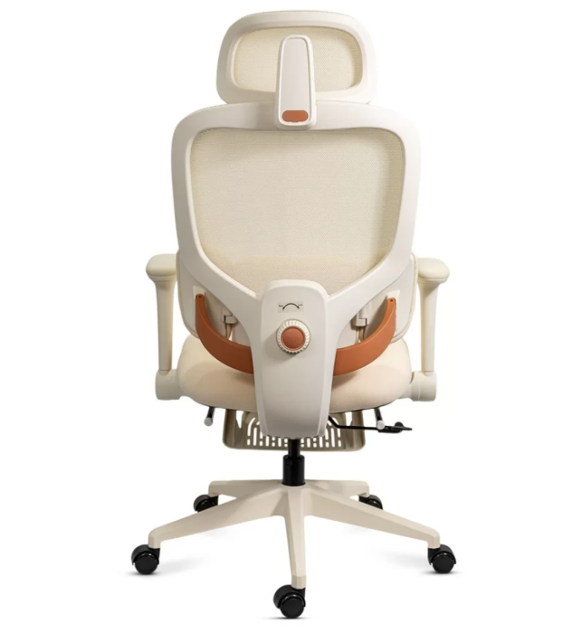 Scaun ergonomic din mesh cu suport lombar reglabil și spătar rabatabil TAG, Crem [4]