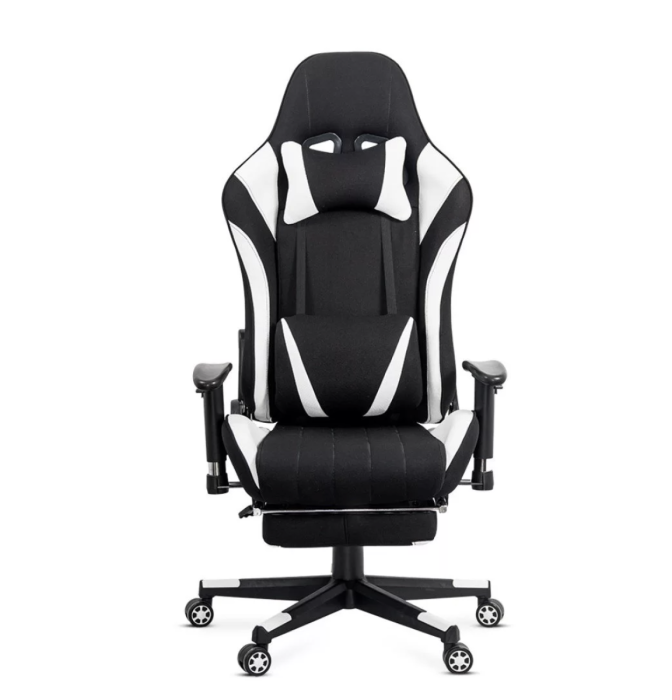 Scaun gaming PHANTOM, cotiere reglabile, suport lombar, Piele ecologica, Alb [2]