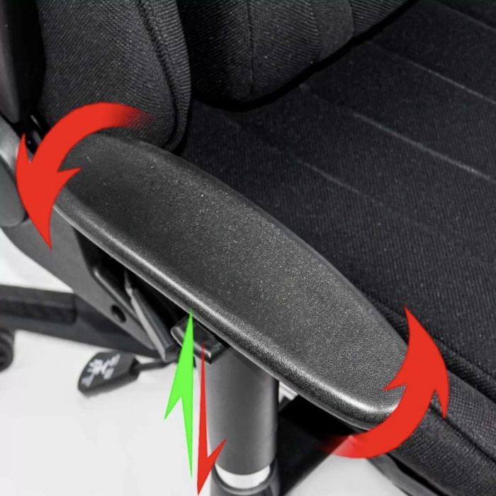 Scaun gaming PHANTOM, cotiere reglabile, suport lombar, Piele ecologica, Negru [8]