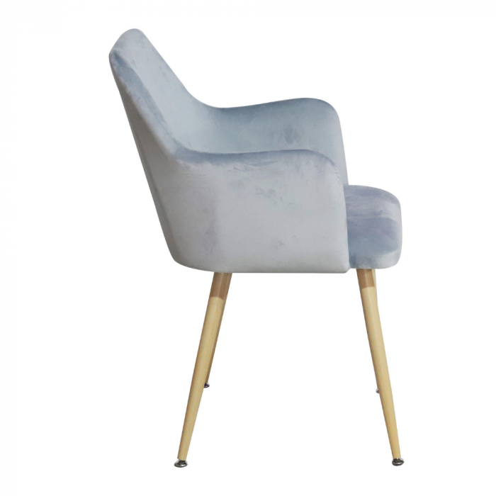 Scaun tip fotoliu dining/bucatarie GEMA, Catifea, Gri deschis [3]