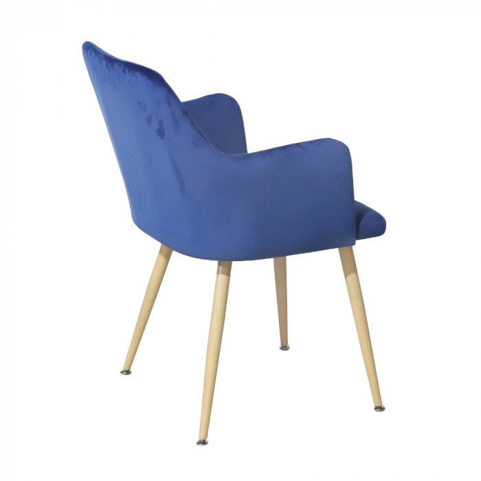 Scaun tip fotoliu dining/bucatarie GEMA, Catifea, Albastru [5]